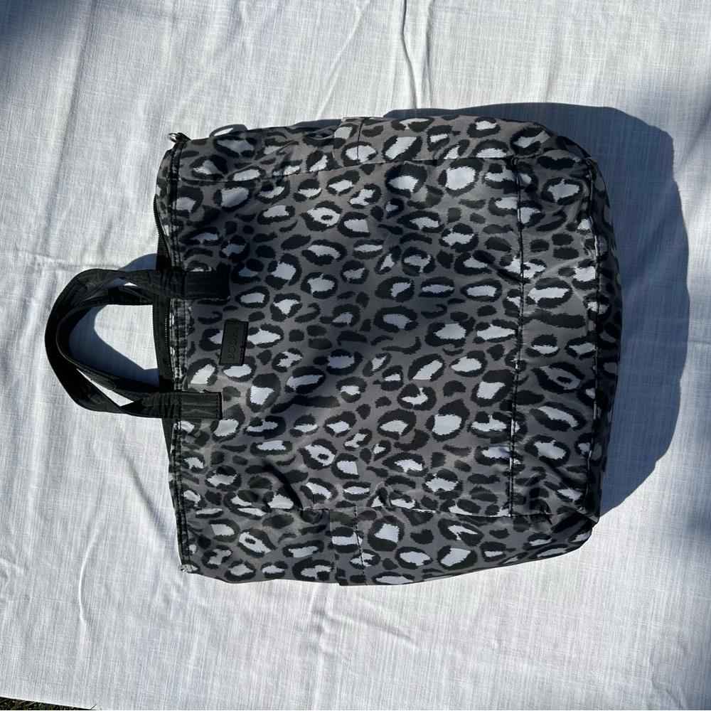 Leopard Print Black & Gray Backpack Tote - Versatile Everyday Bag